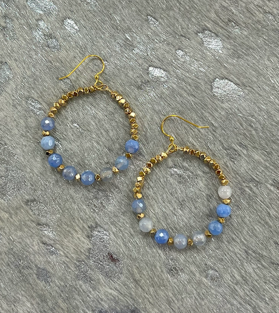 Tiny Gem Earrings - Mystic Blue Sardonyx