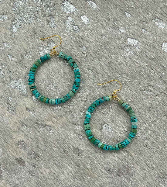 Tiny Gem Earrings - Turquoise Heishi