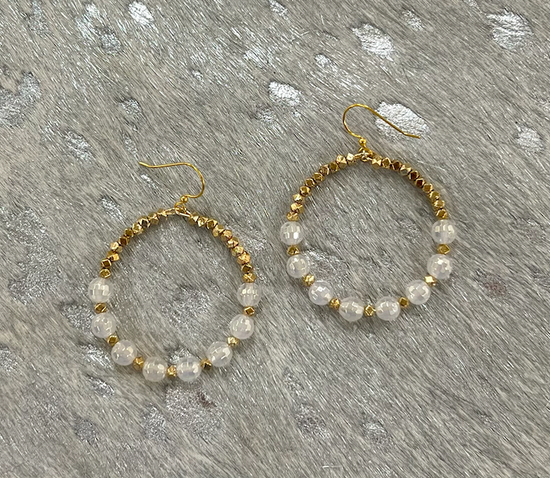 Tiny Gems Earrings- Mystic White Quartz