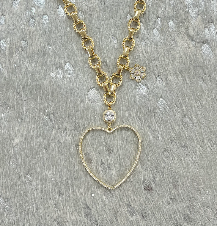 LN.029 - Gold Plated Heart with Flower