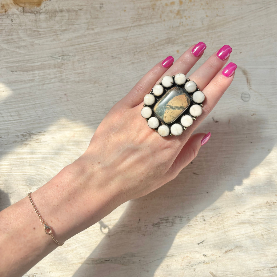 Jasper & White Turquoise Ring