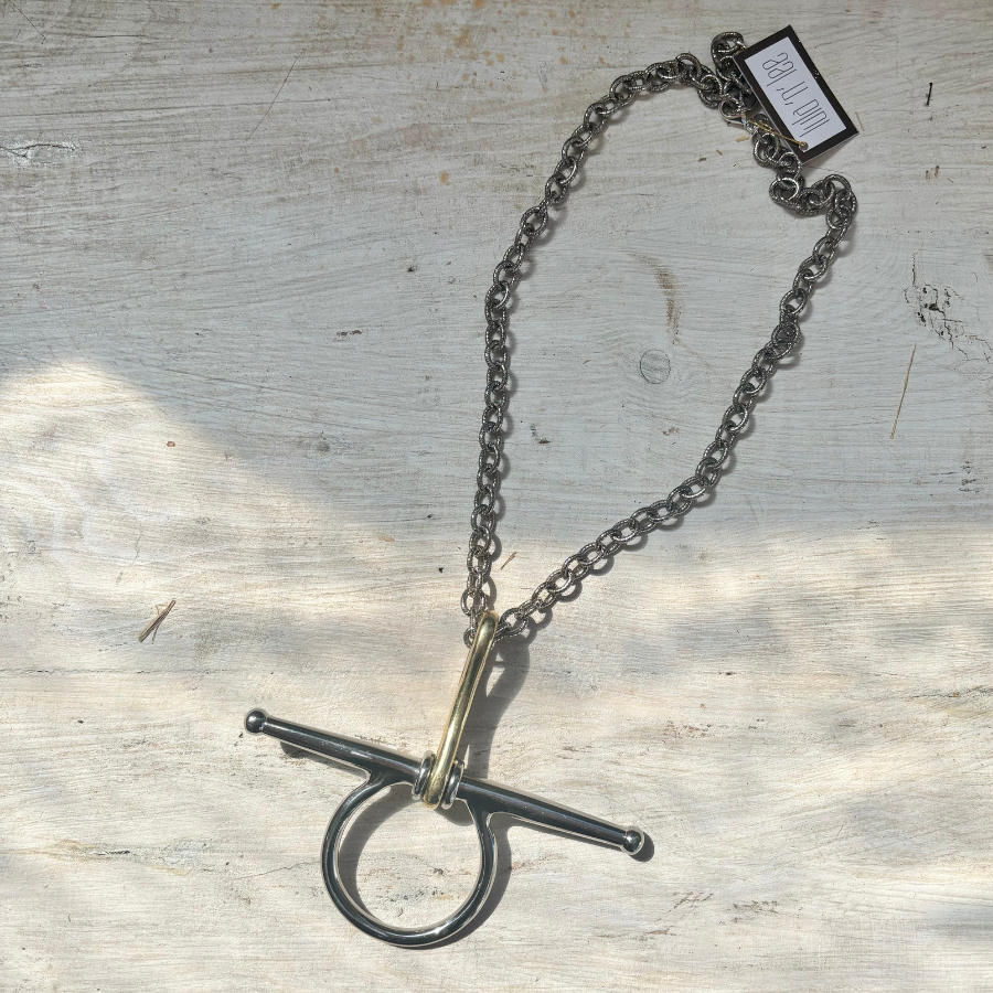 Large Two Toned Horse Bit Necklace - 1
