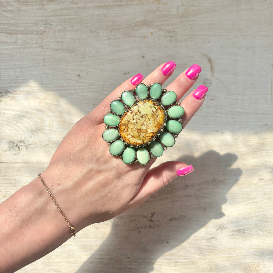Amazonite & Japser Ring