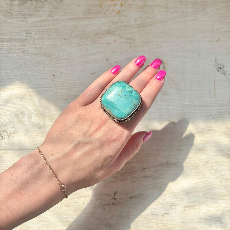 Blue Turquoise Square Ring