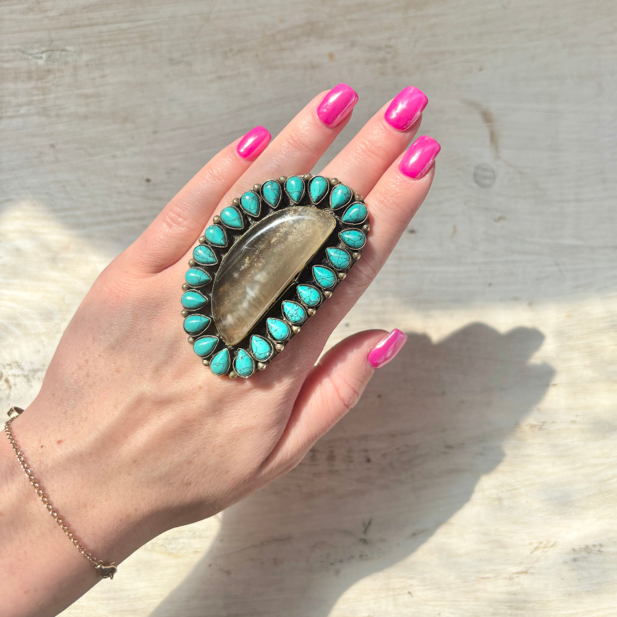 Turquoise & Quartz Ring