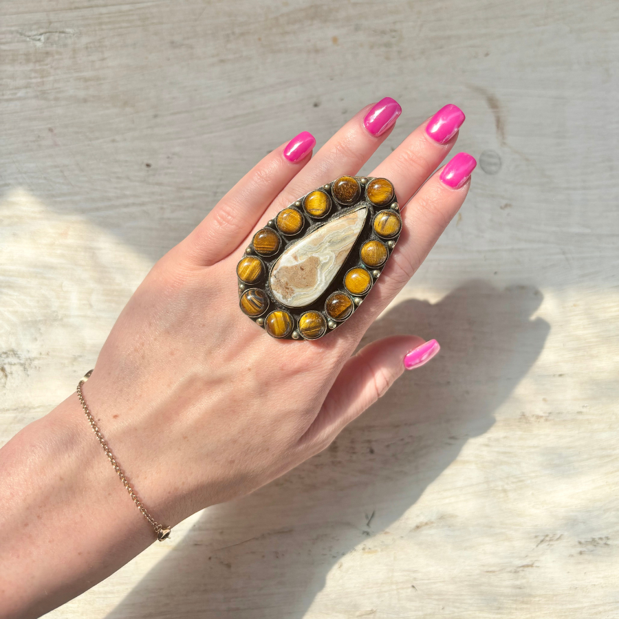 Sandstone & Brown Tiger Eye Ring