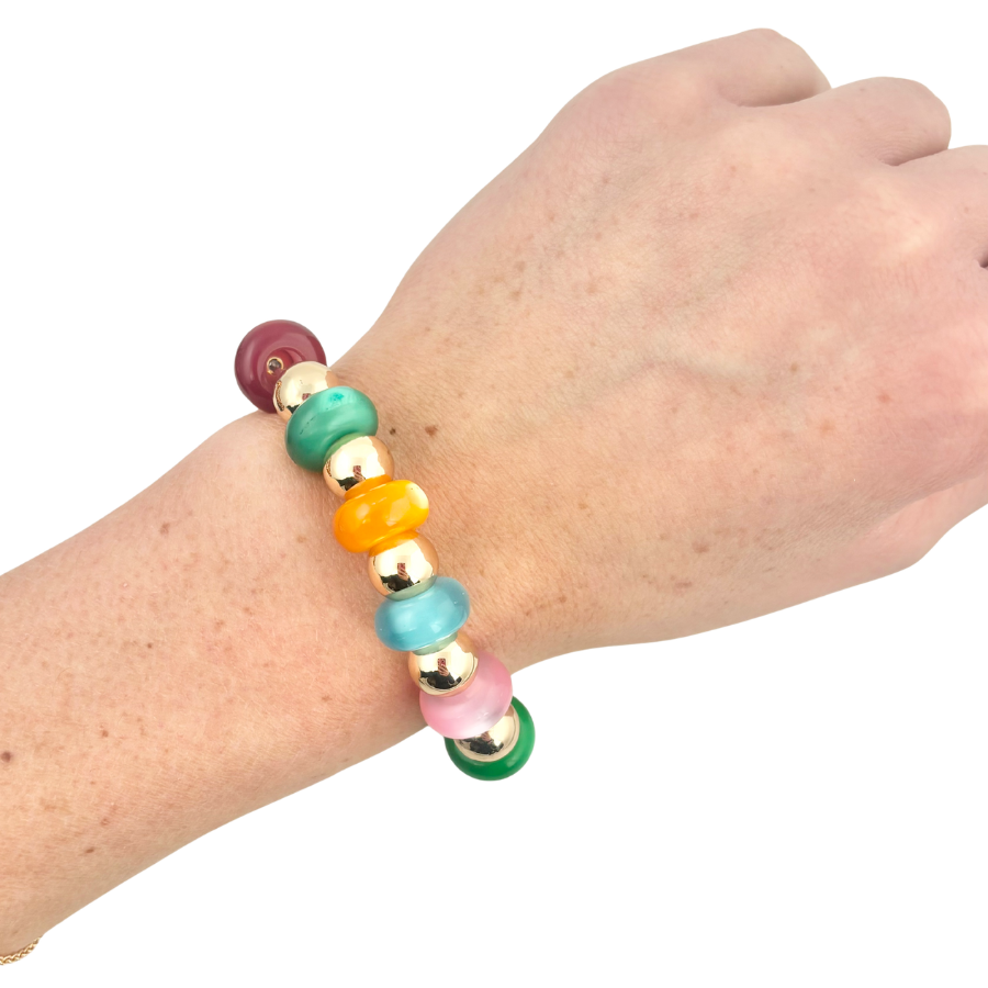 Sunny Days | Rainbow Splash & Gold Beaded Bracelet