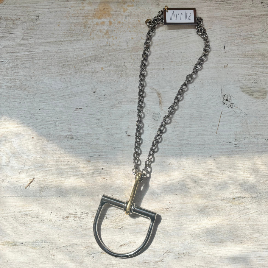 Large Two Toned Horse Bit Necklace - 2