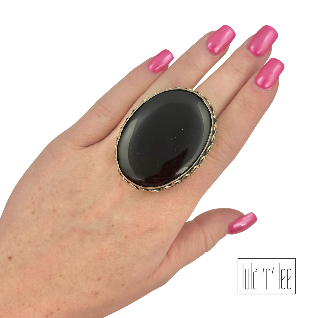Black Onyx Adjustable Ring