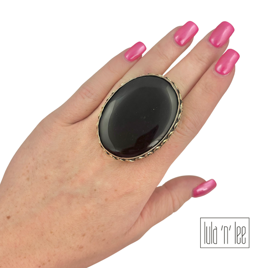 Black Onyx Adjustable Ring