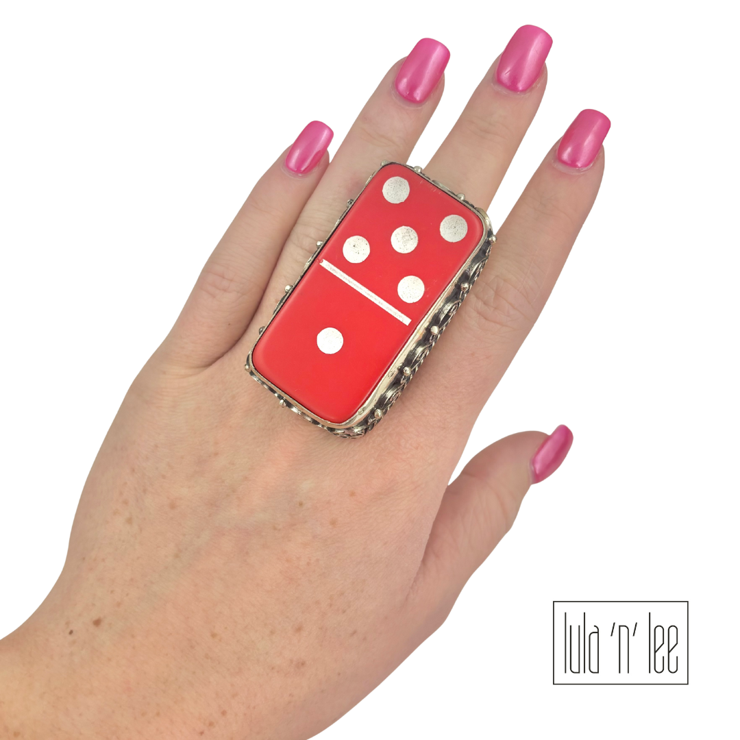 Red Domino Adjustable Ring