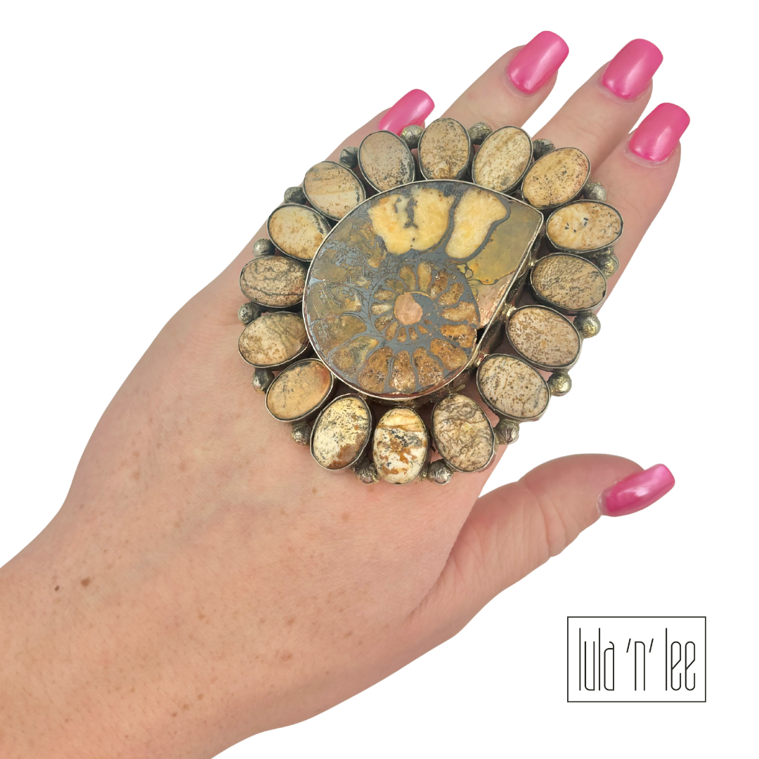 Picture Jasper Adjustable Ring