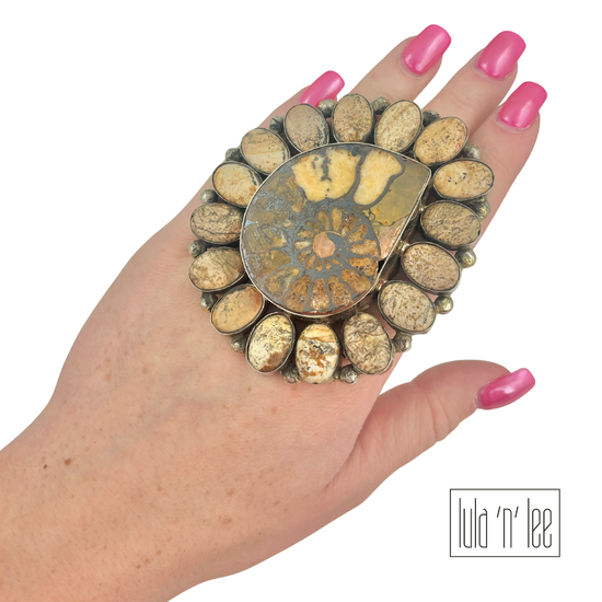 Picture Jasper Adjustable Ring