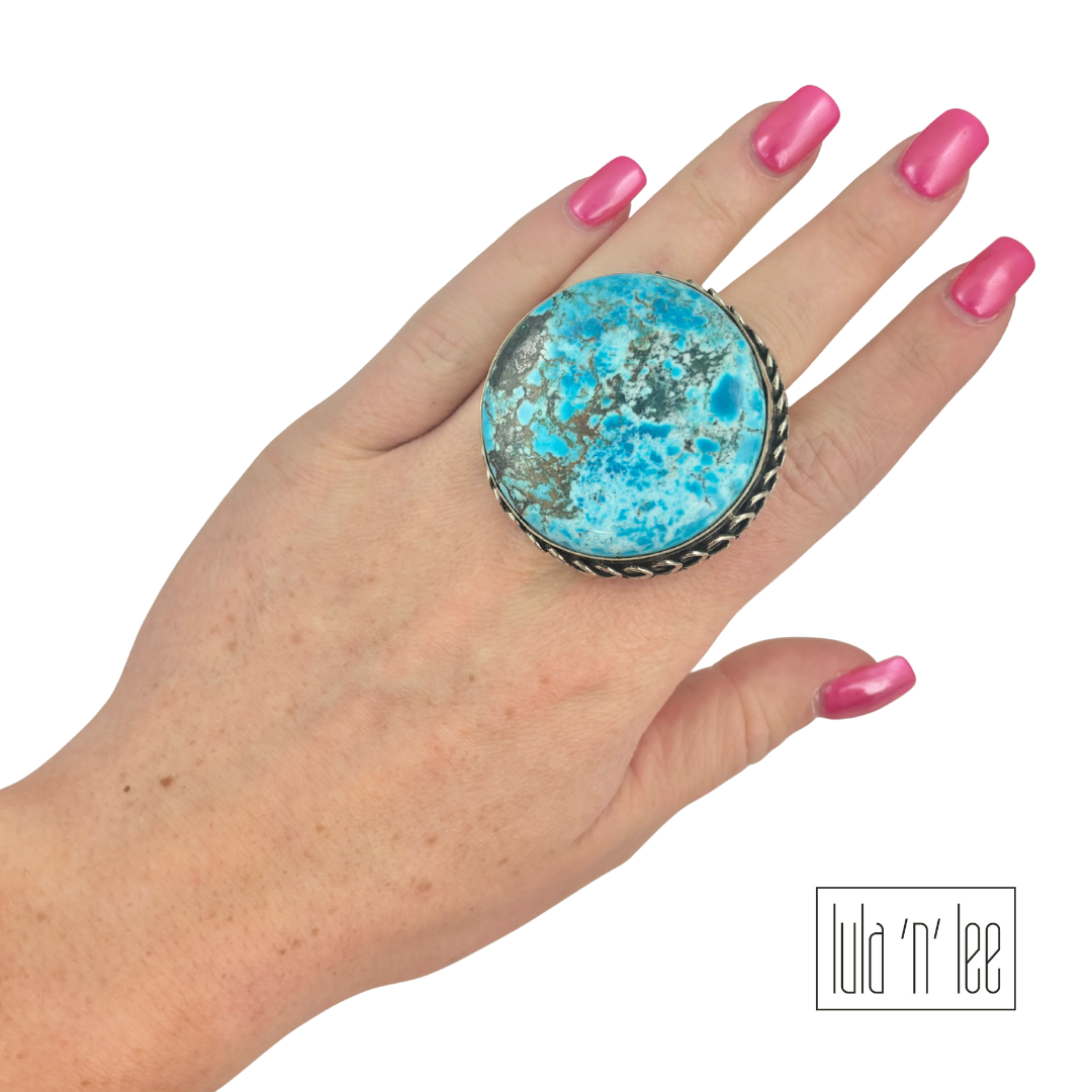 Blue Turquoise Adjustable Ring