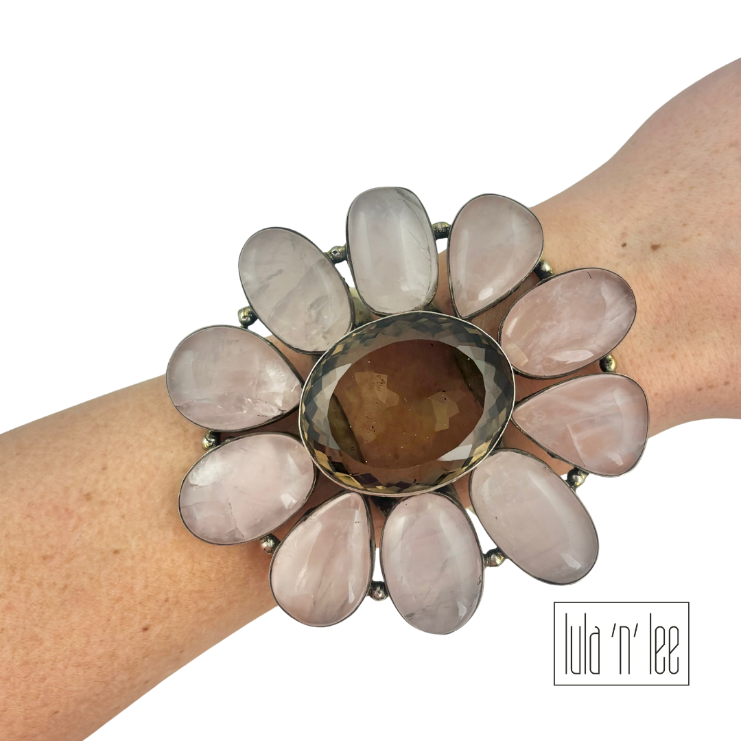 Rose & Smokey Brown Quartz Bracelet