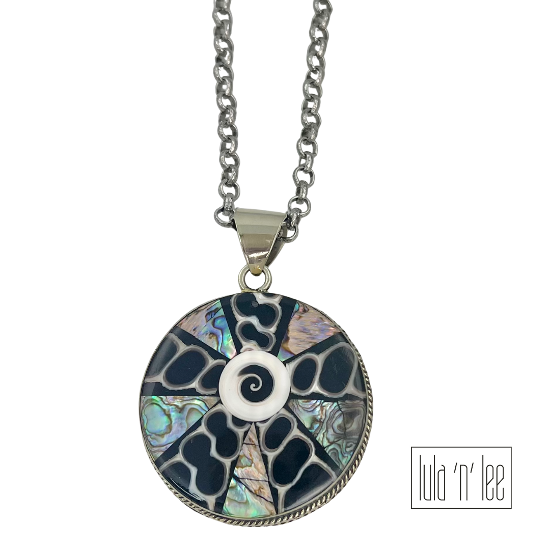 Abalone Shell Inspired Painted Coconut Shell Necklace