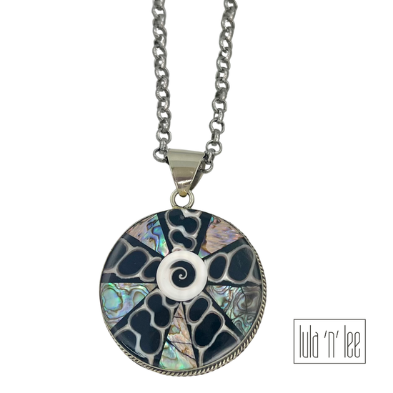 Abalone Shell Inspired Painted Coconut Shell Necklace