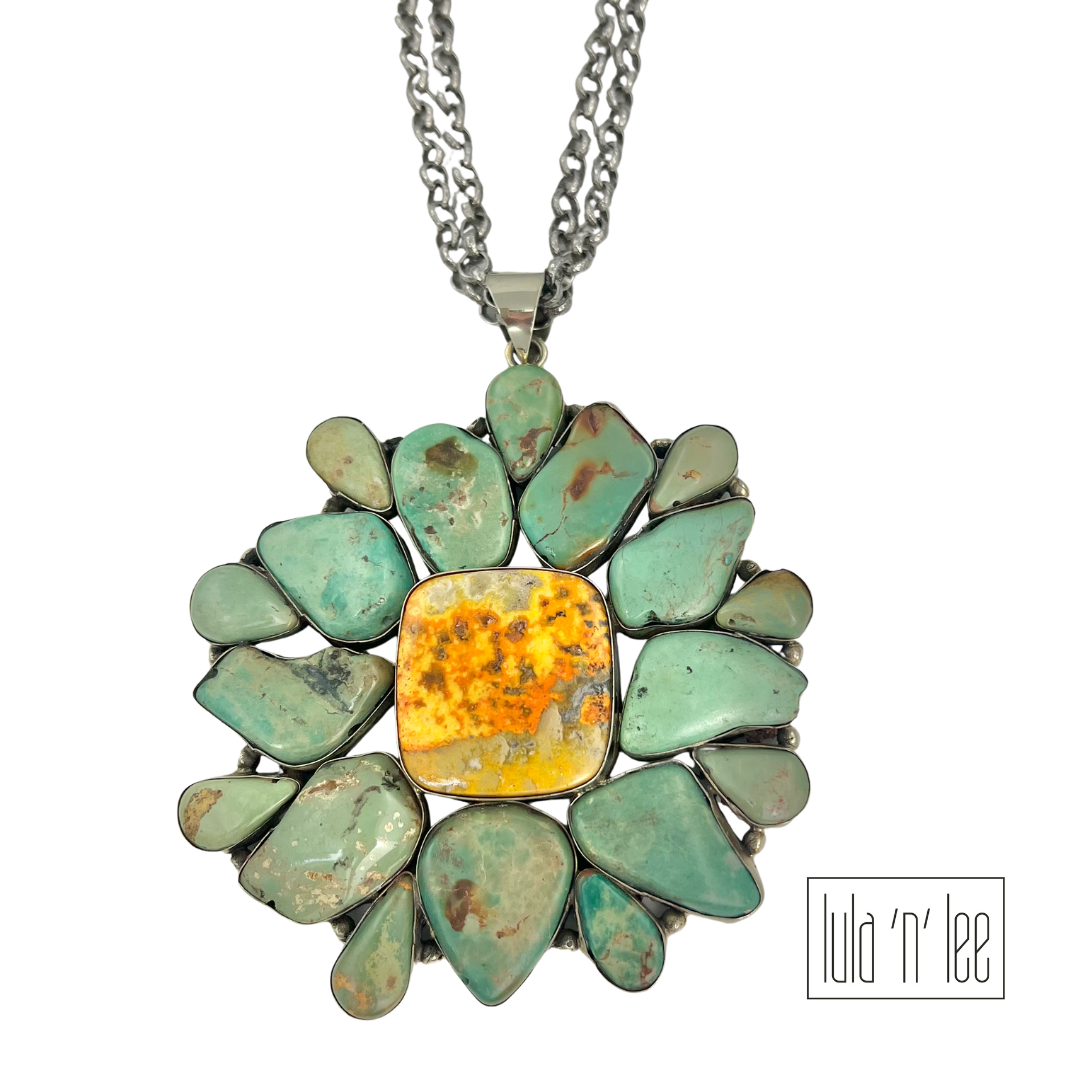 Turquoise Chunk & Square Bumblebee Jasper Necklace