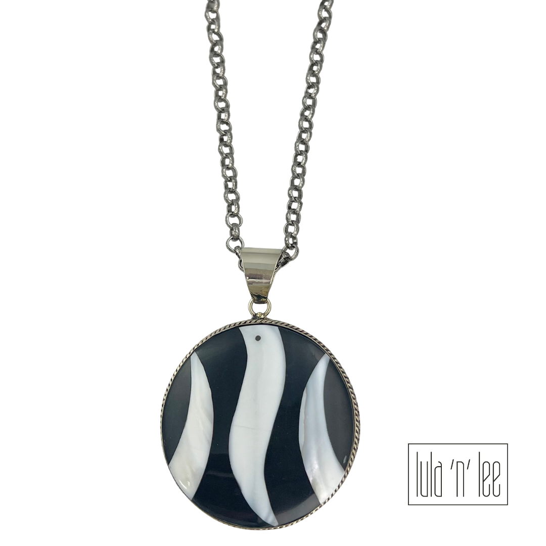 Stripe Painted Coconut Shell Necklace