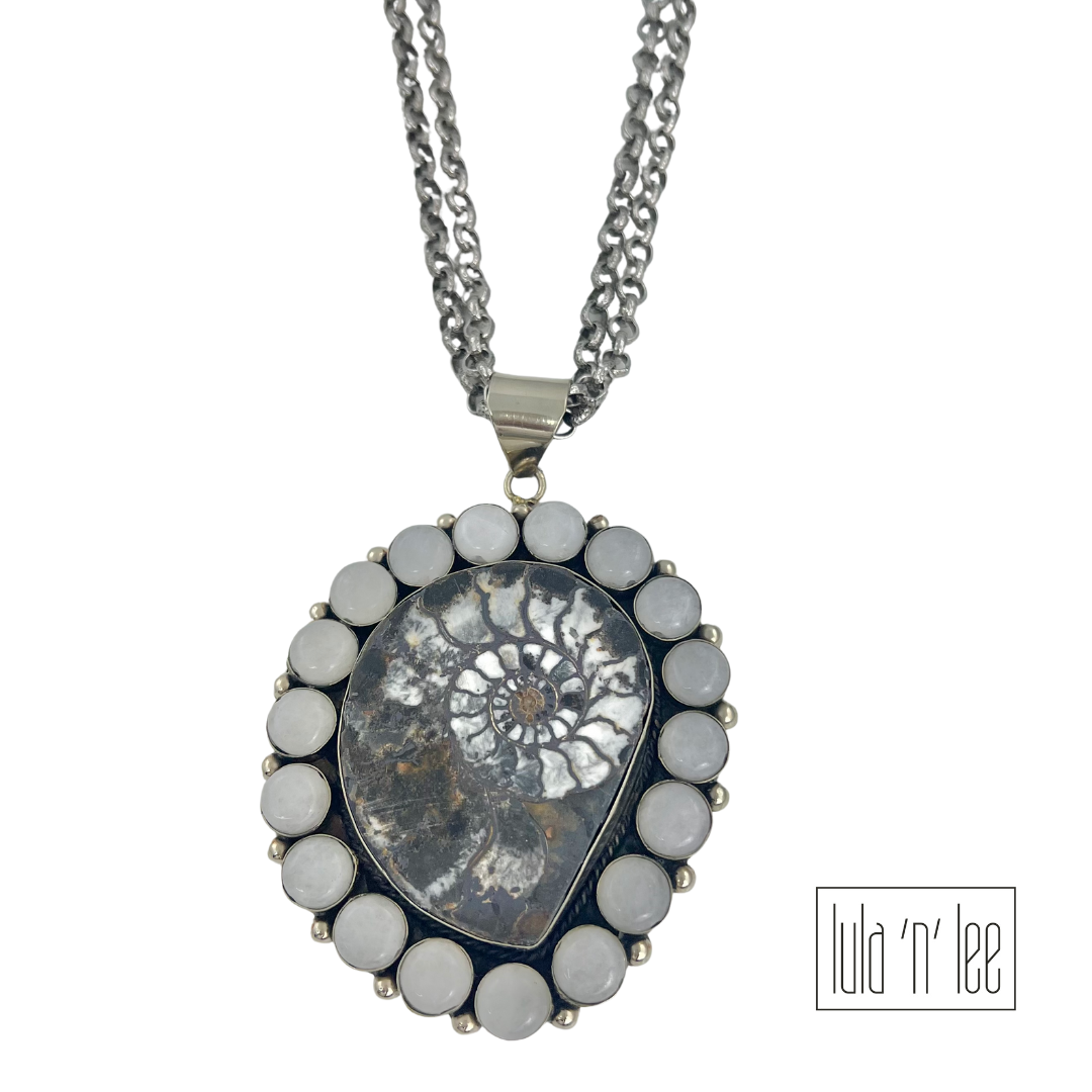 Painted Coconut Shell & Rainbow Moonstone Necklace