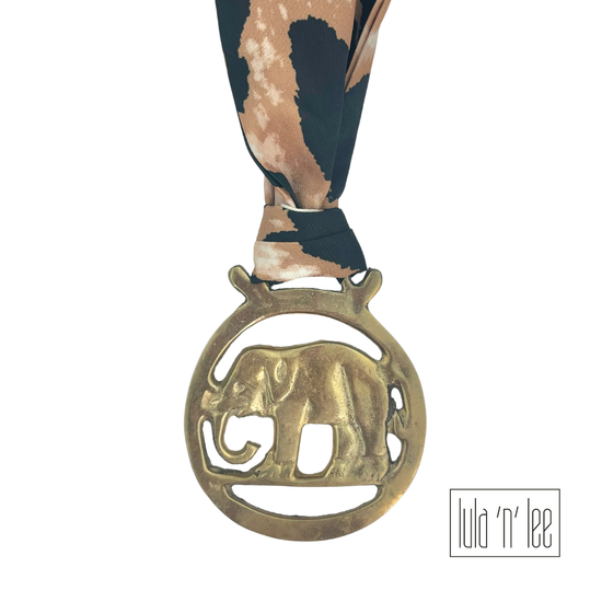 Vintage Elephant Medallion & Leopard Twilly