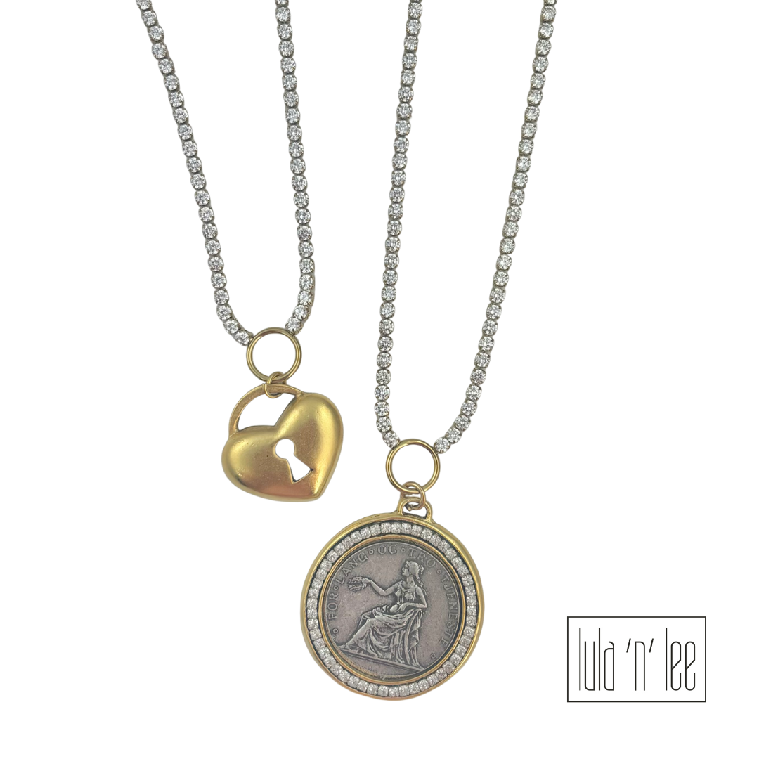 Lady Coin with Crystal Chain Necklace