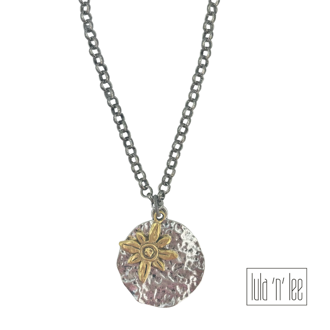 Disc and Flower Necklace