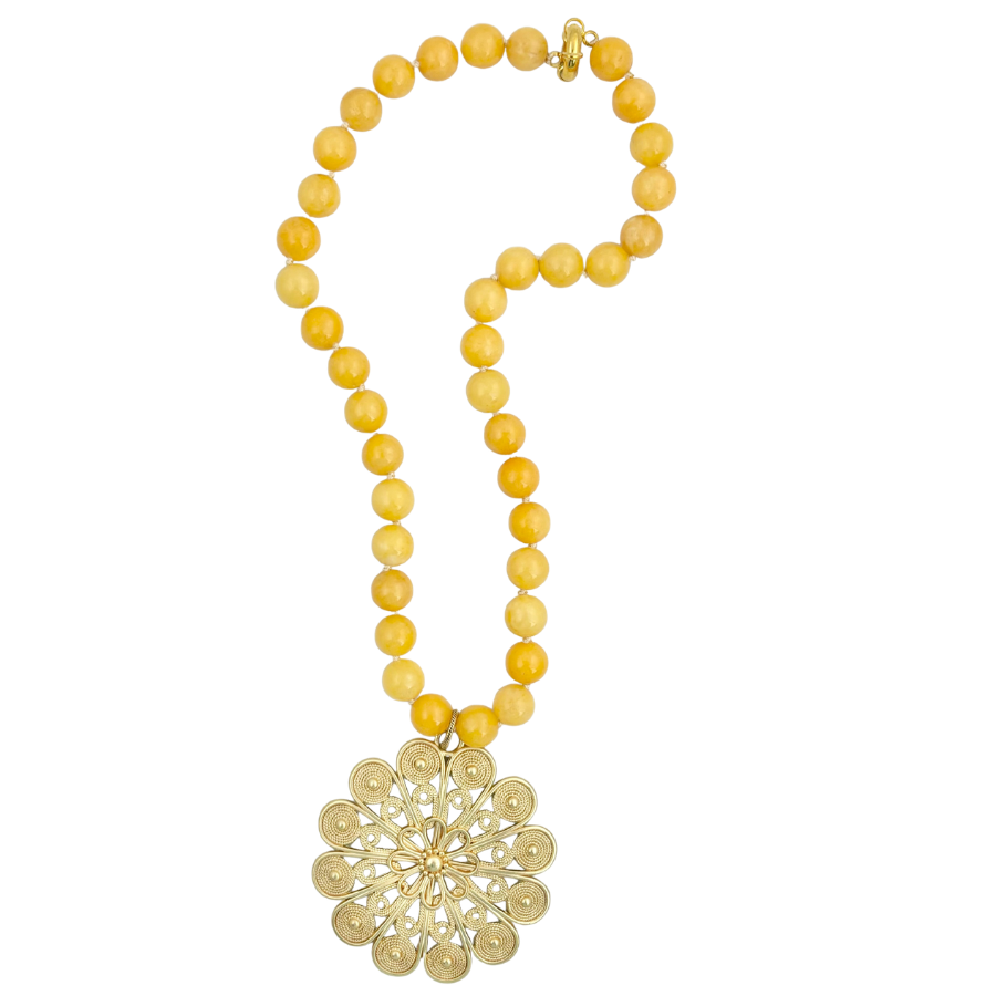Summer Jewels | Orange Cream Jade & Flower