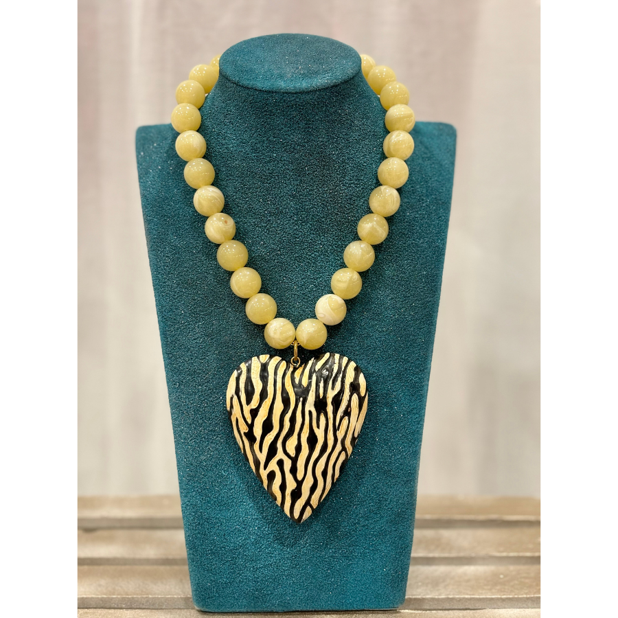 Butter & Zebra Print Carved Wooden Heart