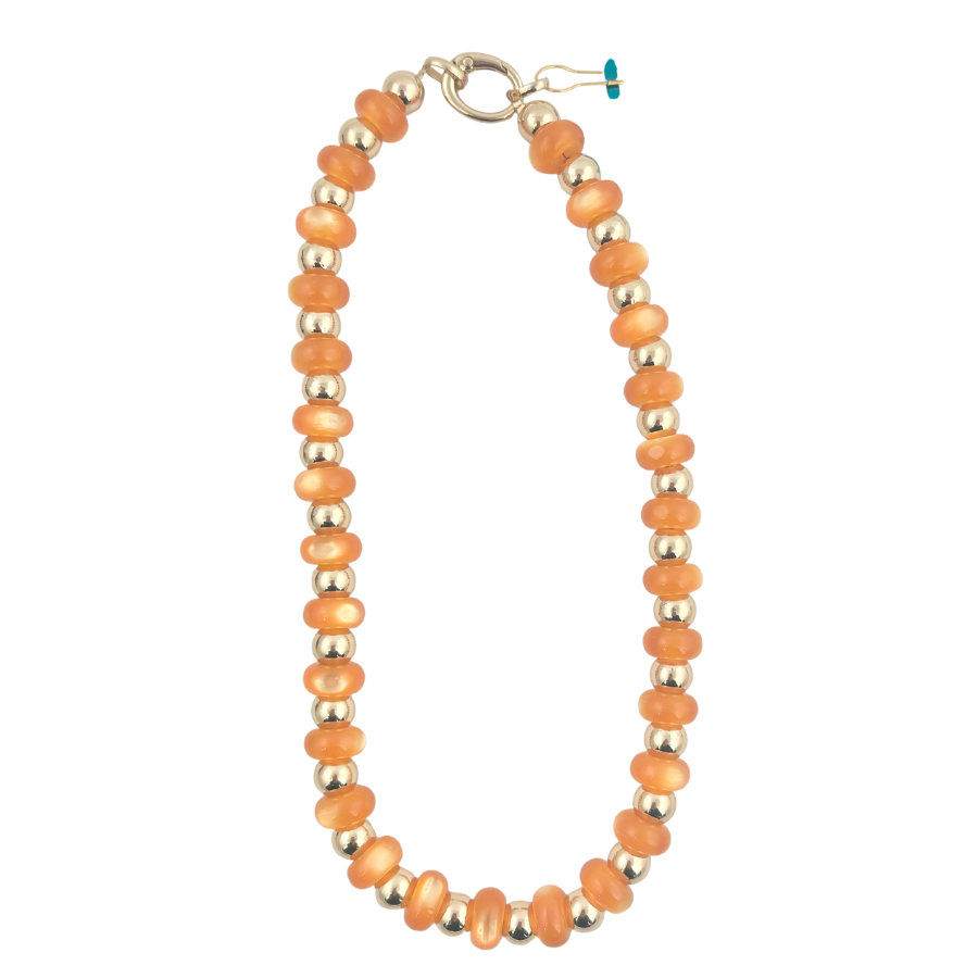Sunny Days | Orange Bliss & Gold Beaded Necklace