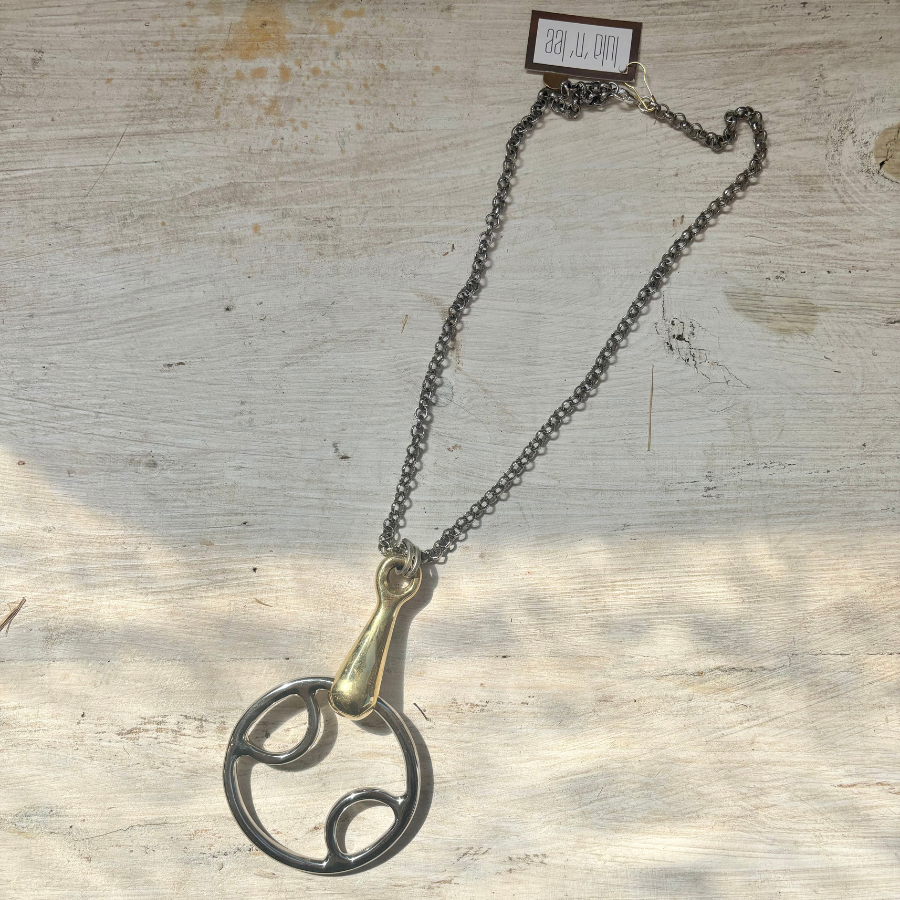 Large Two Toned Horse Bit Necklace - 4