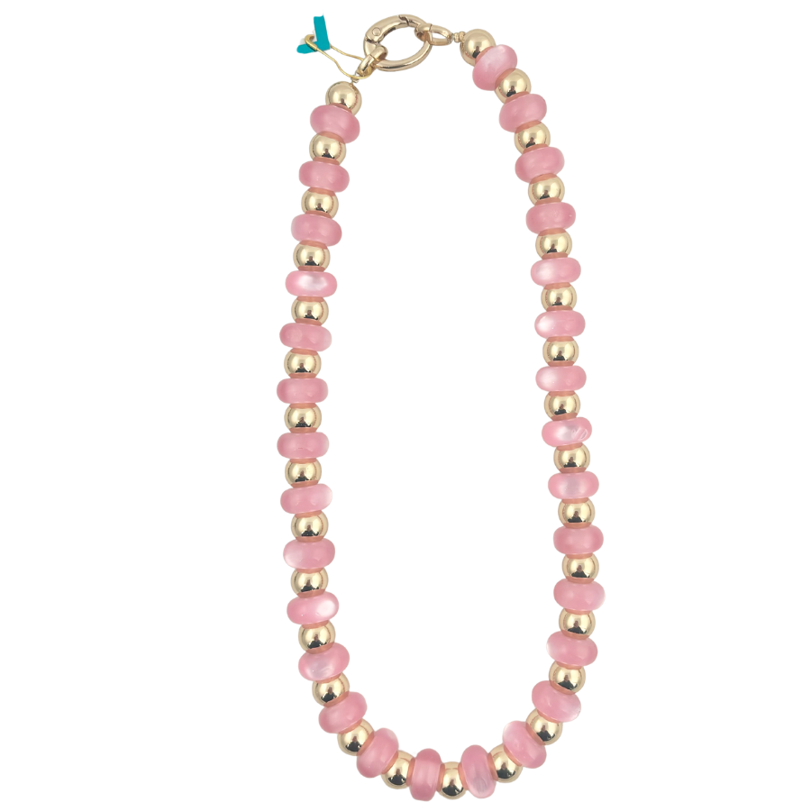 Sunny Days | Blush Pink & Gold Beaded Necklace
