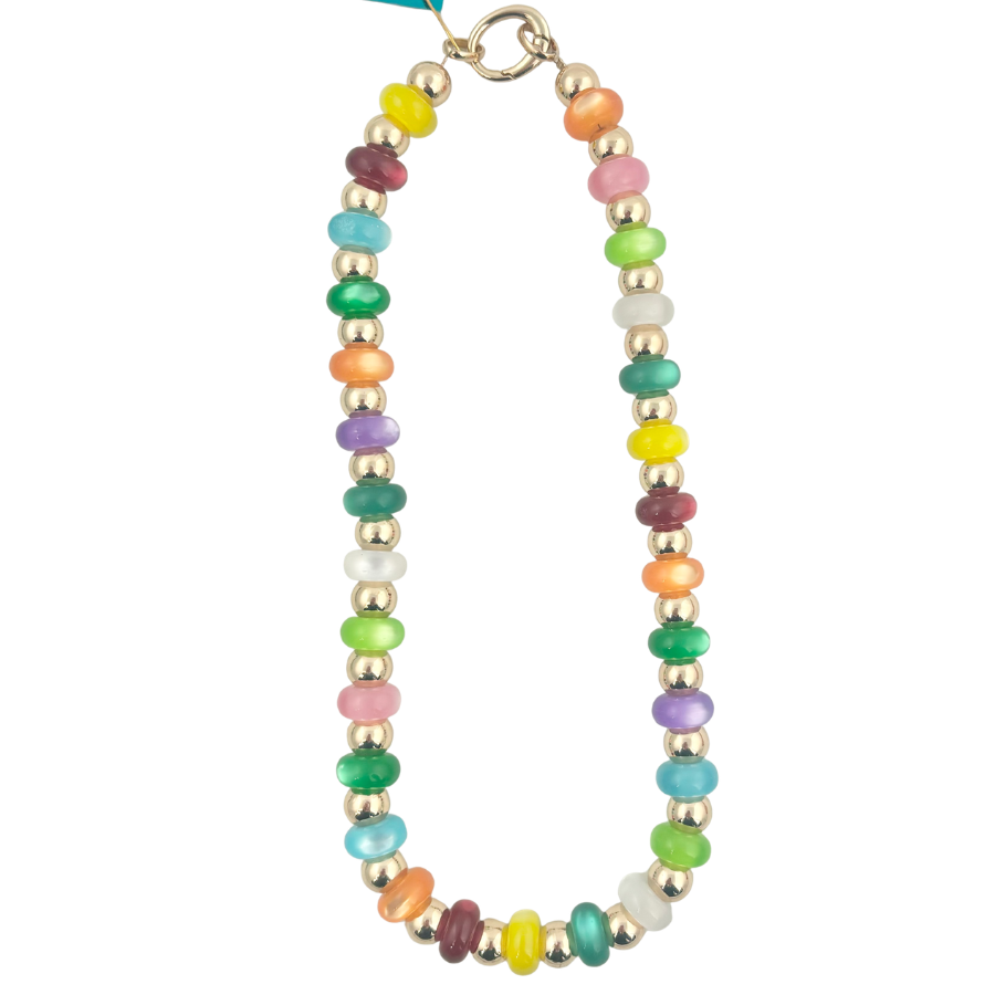 Sunny Days | Rainbow Splash & Gold Beaded Necklace