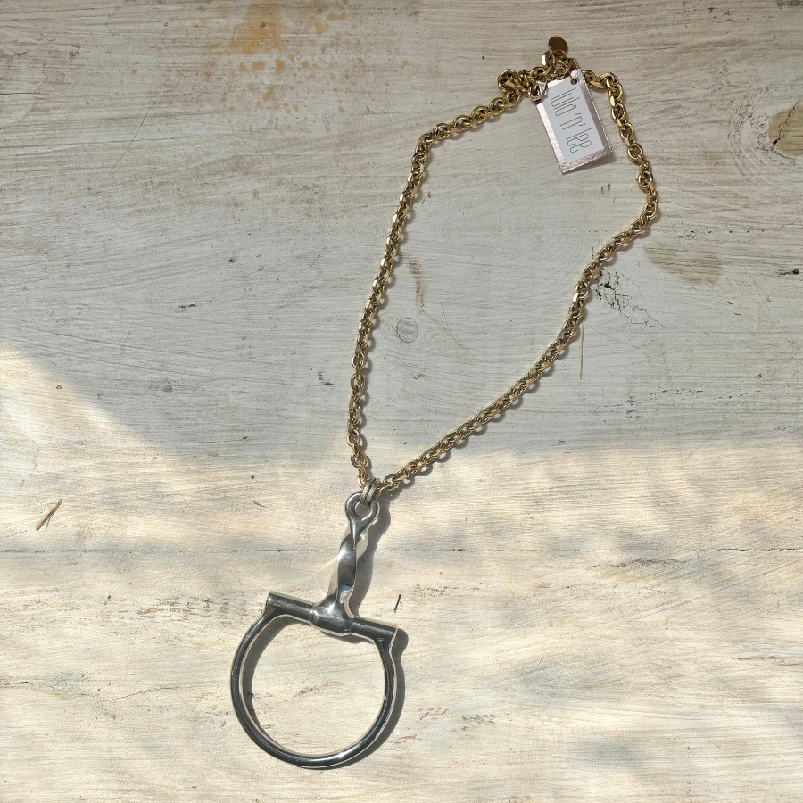 Large Silver Horse Bit Necklace - 5