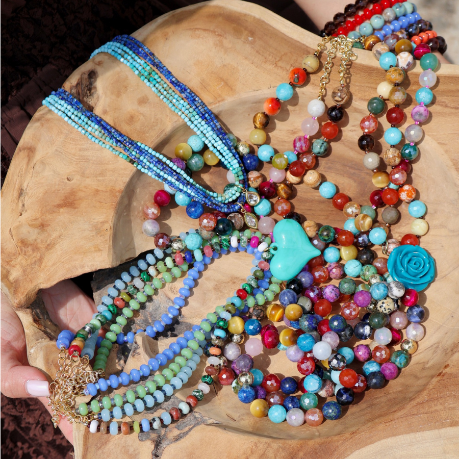 Mosaic Magic | Multi Colored Gemstone Beaded Necklace #424