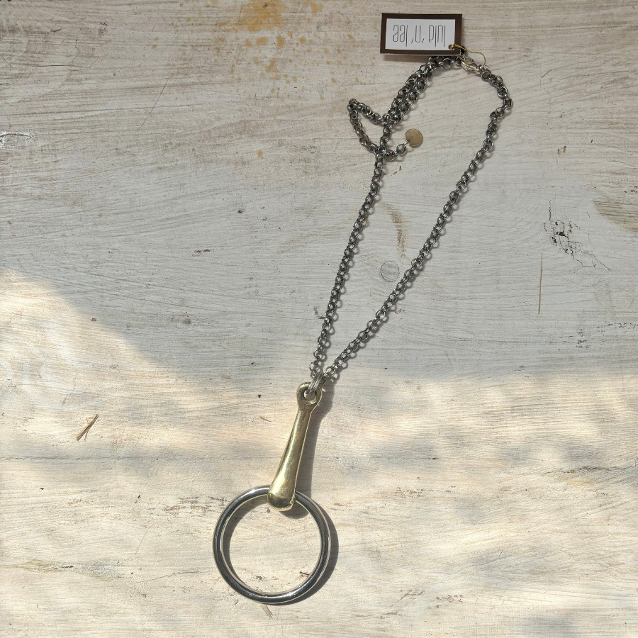 Large Two Toned Horse Bit Necklace - 3