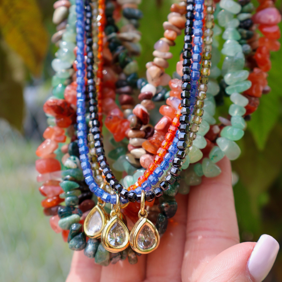 Mosaic Magic | Raspberry Zircon & Swarovski Necklace #442
