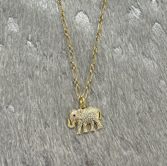 Load image into Gallery viewer, AN.351 - Gold CZ Elephant
