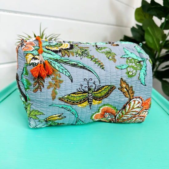 Botanical Print Quilted Cosmetic Bag