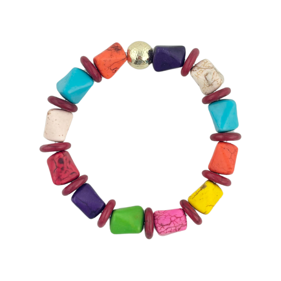 Bohemian Bliss | Multi Colored Magnesite Bauble Bracelet #141
