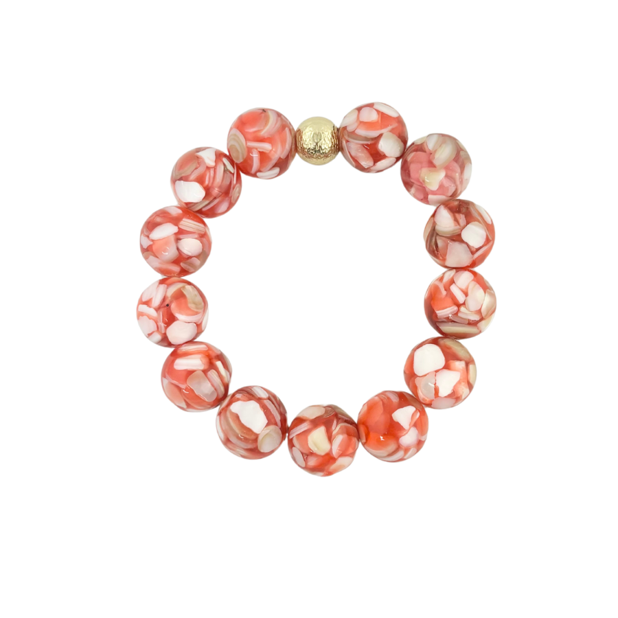 Bohemian Bliss | Orange Marble Bauble Bracelet #74