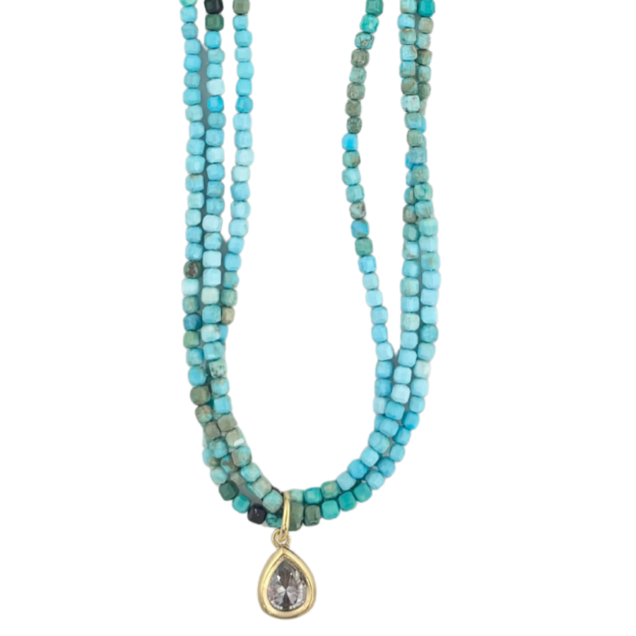 Mosaic Magic | Turquoise & Crystal Necklace #195