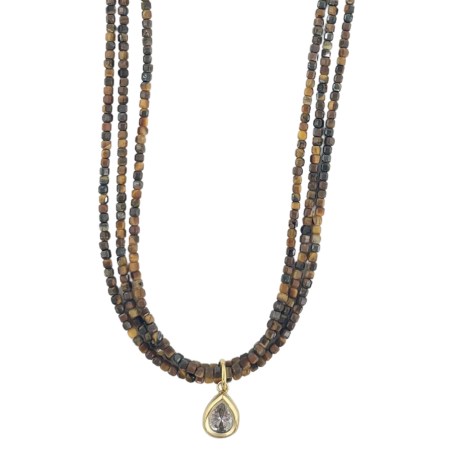 Mosaic Magic | Brown Sand & Crystal Necklace #198