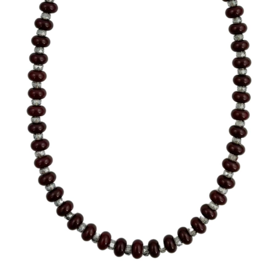 Mosaic Magic | Burgundy Jade Necklace #409