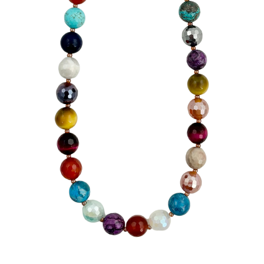 Mosaic Magic | Multi Colored Gemstone Beaded Necklace #424