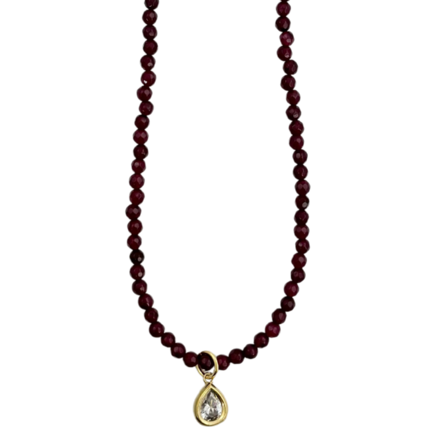 Mosaic Magic | Burgundy & Crystal Necklace #428