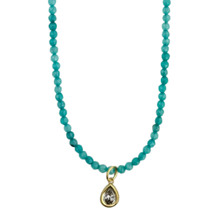 Mosaic Magic | Aqua & Crystal Necklace #429