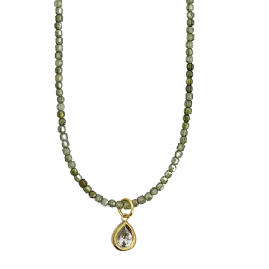 Mosaic Magic | Olive Zircon & Swarovski Necklace #438