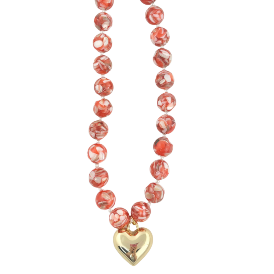 Bohemian Bliss | Orange Marble Bauble with Heart #72