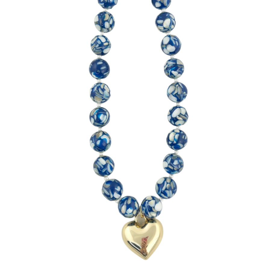 Bohemian Bliss | Blue Marble Bauble with Heart #73